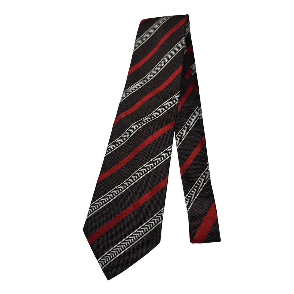 Ermenegildo Zegna Men's Striped‎ Silk Cotton Blend Necktie Brown Red
